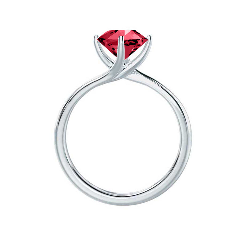 ANNORA - Chatham® Ruby 950 Platinum Twist Solitaire Ring Engagement Ring Lily Arkwright
