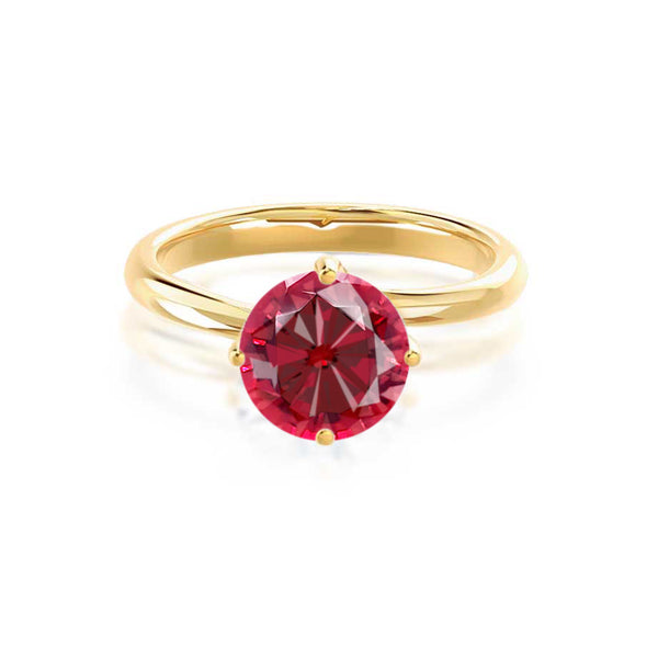ANNORA - Chatham® Ruby 18k Yellow Gold Twist Solitaire Ring Engagement Ring Lily Arkwright