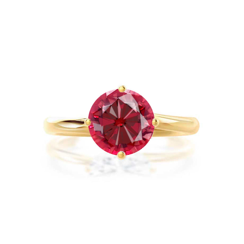 ANNORA - Chatham® Ruby 18k Yellow Gold Twist Solitaire Ring Engagement Ring Lily Arkwright