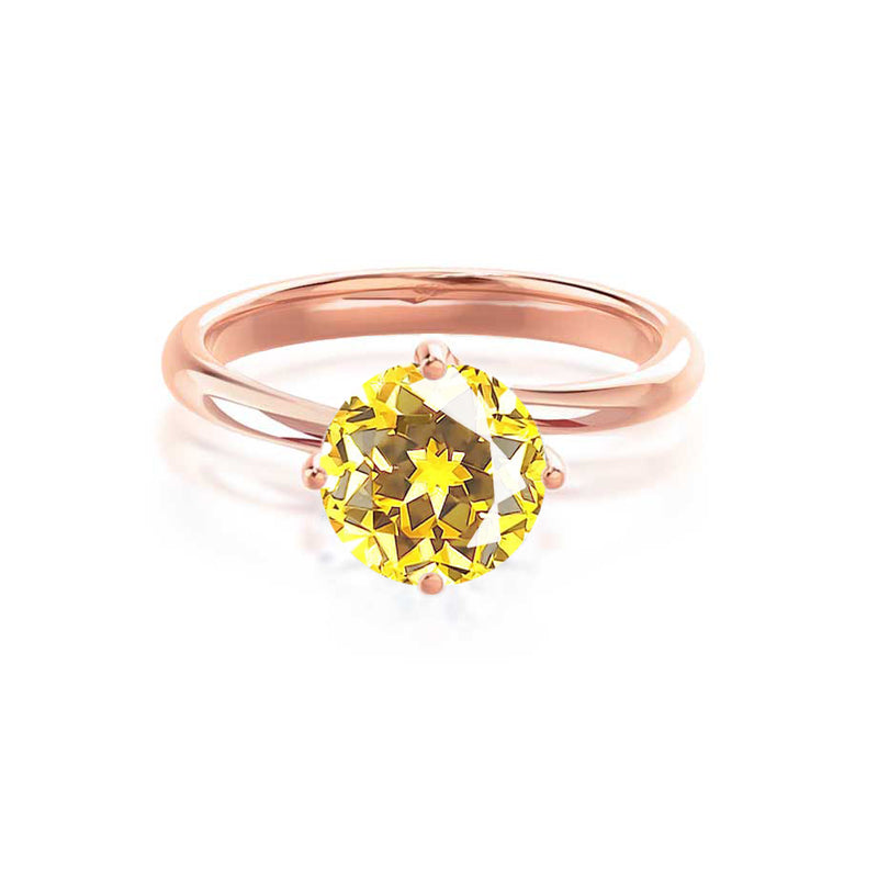ANNORA - Chatham® Yellow Sapphire 18k Rose Gold Twist Solitaire Ring Engagement Ring Lily Arkwright