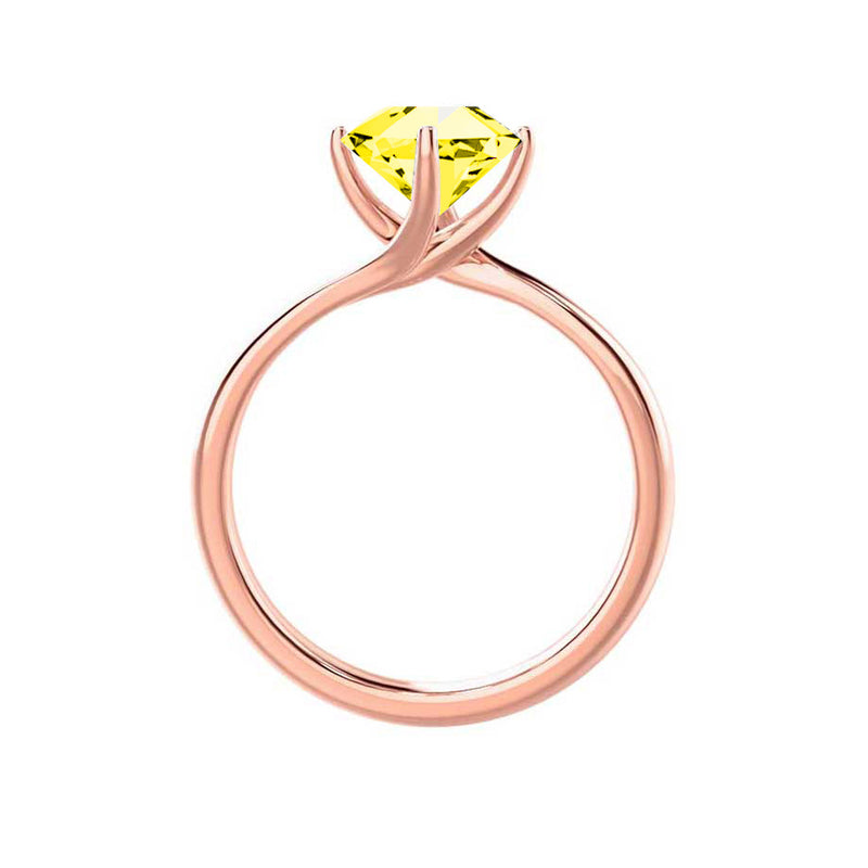 ANNORA - Chatham® Yellow Sapphire 18k Rose Gold Twist Solitaire Ring Engagement Ring Lily Arkwright