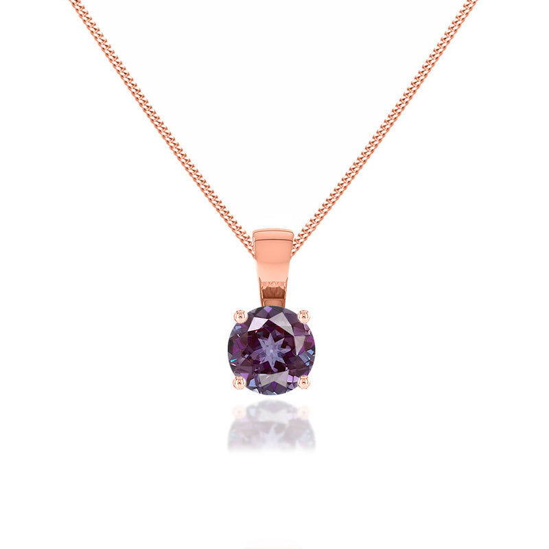 AURORA - Round Alexandrite 18k Rose Gold Solitaire Pendant Pendant Lily Arkwright