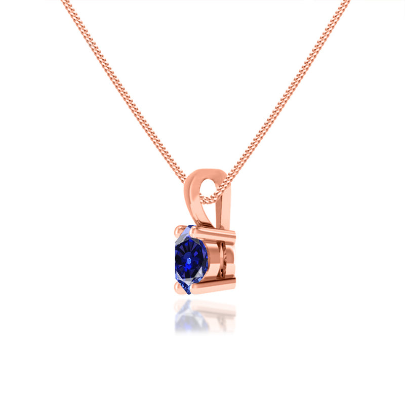 AURORA - Round Blue Sapphire 18k Rose Gold Solitaire Pendant Pendant Lily Arkwright