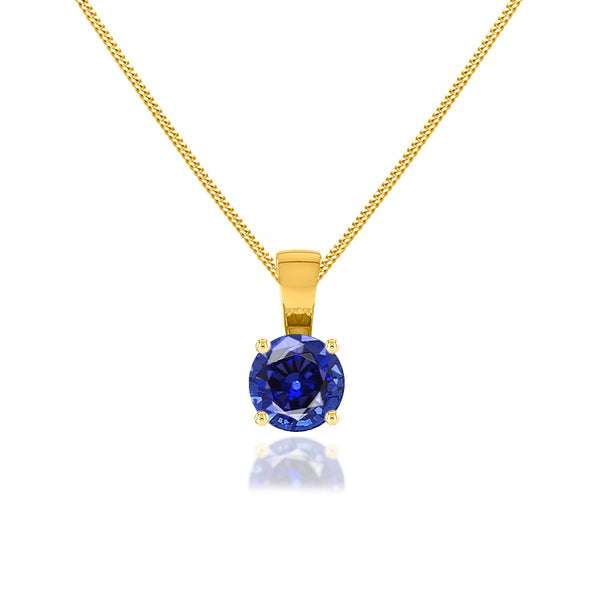 AURORA - Round Blue Sapphire 18k Yellow Gold Solitaire Pendant Pendant Lily Arkwright