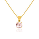 AURORA - Round Champagne Sapphire 18k Yellow Gold Solitaire Pendant Pendant Lily Arkwright