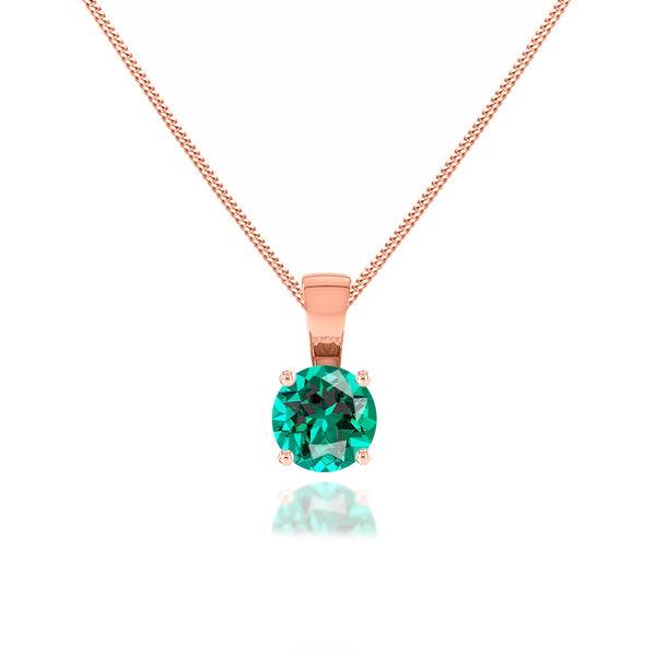 AURORA - Round Emerald 18k Rose Gold Solitaire Pendant Pendant Lily Arkwright