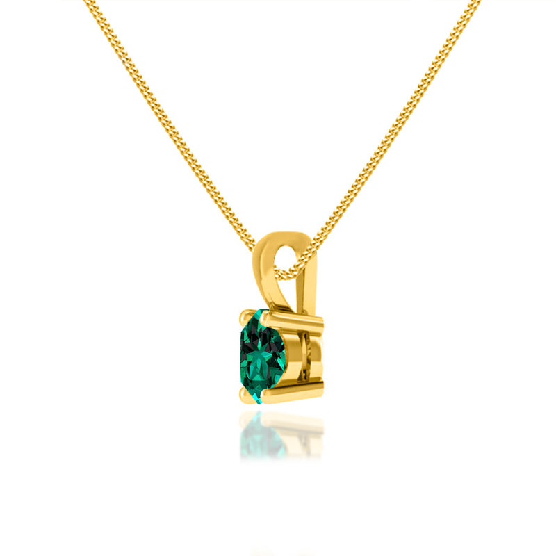 AURORA Round Emerald 18k Yellow Gold Solitaire Pendant – Lily