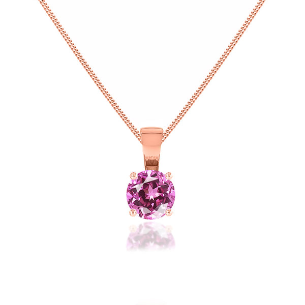 AURORA - Round Pink Sapphire 18k Rose Gold Solitaire Pendant Pendant Lily Arkwright