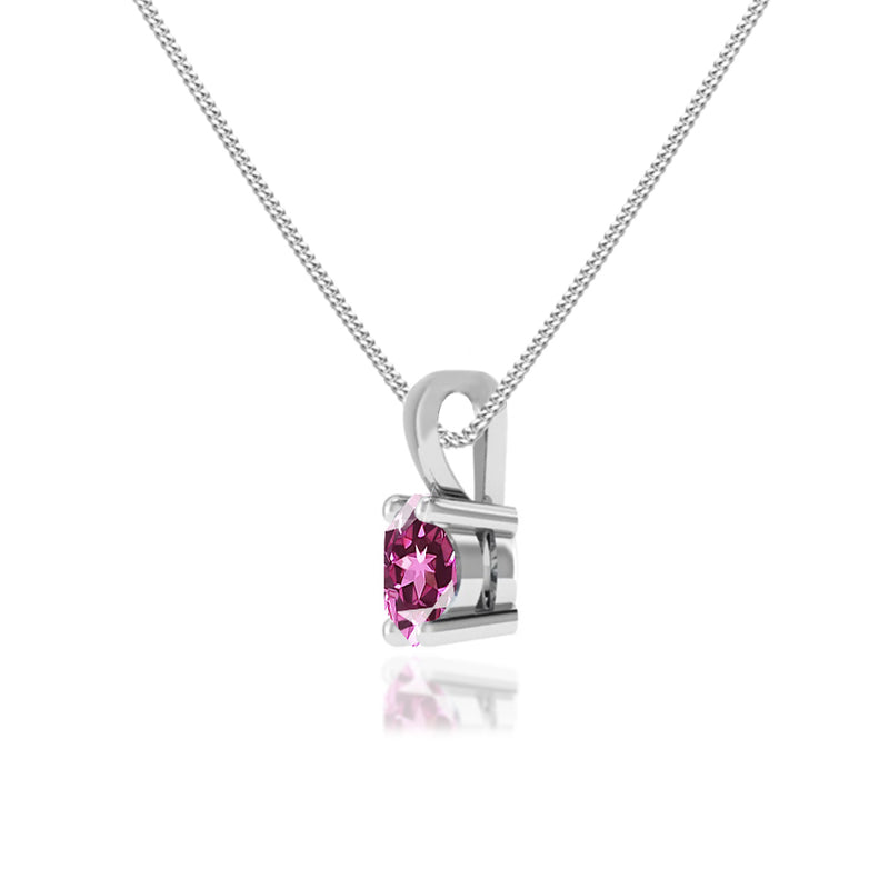 AURORA - Round Pink Sapphire 18k White Gold Solitaire Pendant Pendant Lily Arkwright