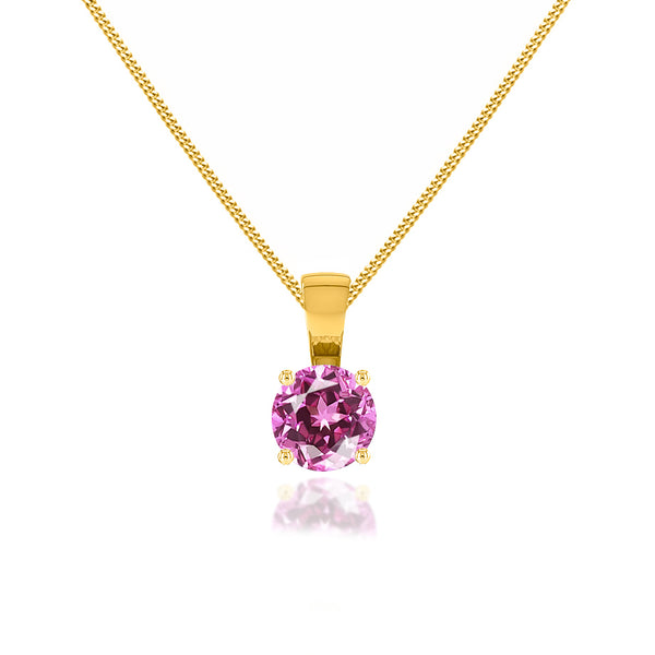 AURORA - Round Pink Sapphire 18k Yellow Gold Solitaire Pendant Pendant Lily Arkwright