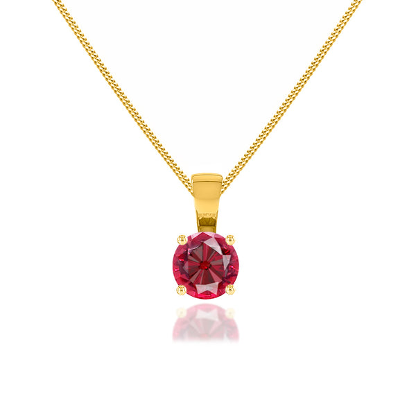 AURORA - Round Ruby 18k Yellow Gold Solitaire Pendant Pendant Lily Arkwright