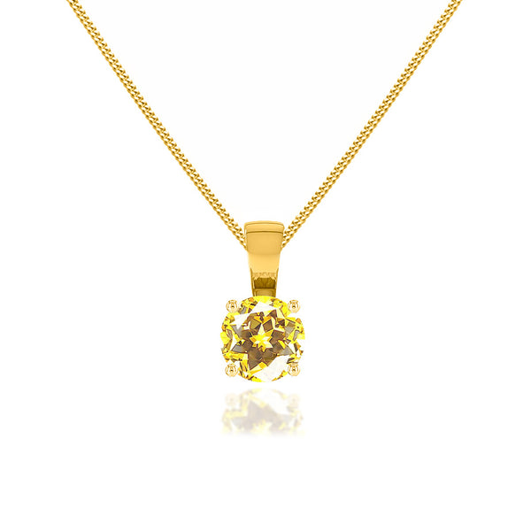 AURORA - Round Yellow Sapphire 18k Yellow Gold Solitaire Pendant Pendant Lily Arkwright