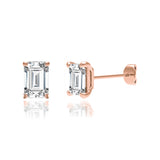 AVIANA - Emerald Lab Diamond 18k Rose Gold Emerald Stud Earrings Earrings Lily Arkwright
