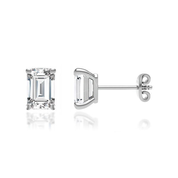 AVIANA - Emerald Lab Diamond 950 Platinum Emerald Stud Earrings Earrings Lily Arkwright