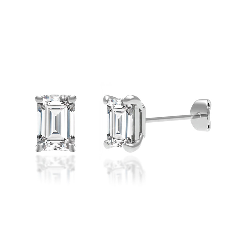 AVIANA - Emerald Lab Diamond 18k White Gold Emerald Stud Earrings Earrings Lily Arkwright