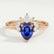 BALLET - Pear Blue Sapphire & Diamond Half Halo Tiara Ring 18k Rose Gold