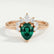 BALLET - Pear Emerald & Diamond Half Halo Tiara Ring 18k Rose Gold
