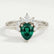 BALLET - Pear Emerald & Diamond Half Halo Tiara Ring Platinum 950