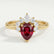 BALLET - Pear Ruby & Diamond Half Halo Tiara Ring 18k Yellow Gold