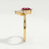 BALLET - Pear Ruby & Diamond Half Halo Tiara Ring 18k Yellow Gold