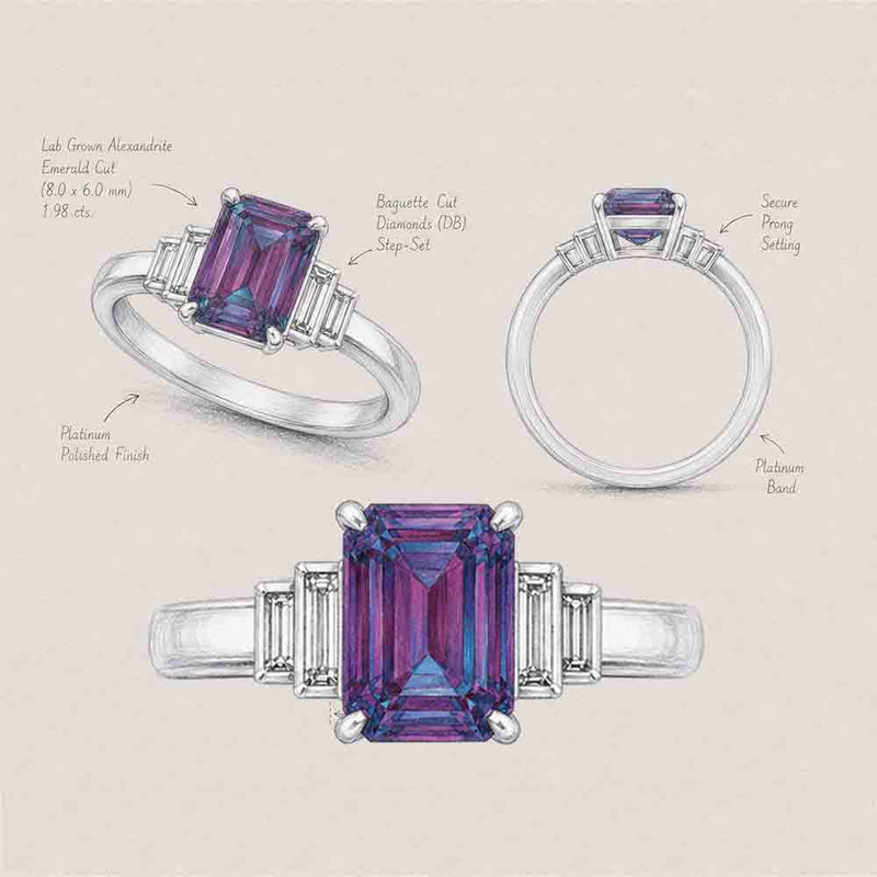 BESPOKE - Alexandrite 5 Stone Bespoke Ring Design | Lily Arkwright ...