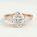 Blossom oval and pear lab diamond trilogy 18k rose gold engagement ring