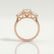Blossom oval and pear lab diamond trilogy 18k rose gold engagement ring