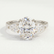 Blossom oval and pear lab diamond trilogy 18k white gold platinum engagement ring
