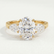 Blossom oval and pear lab diamond trilogy 18k yellow gold engagement ring