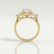 Blossom oval and pear lab diamond trilogy 18k yellow gold engagement ring