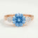 BLOSSOM - Round Blue Lab Diamond & Pear Lab Diamond 18k Rose Gold Trilogy Ring