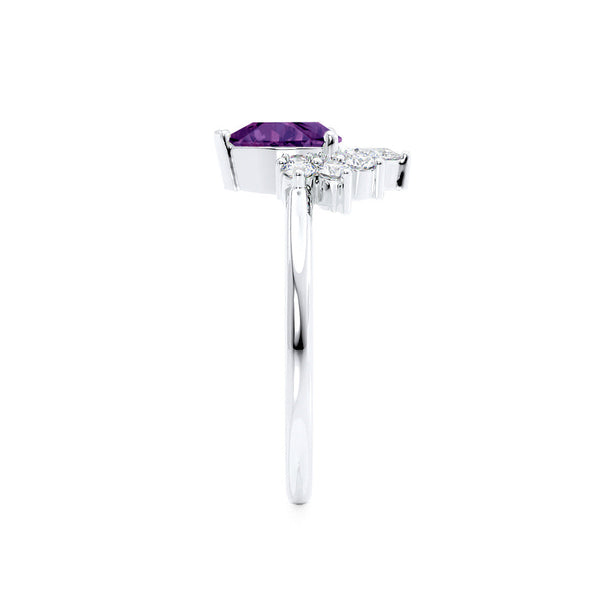 BALLET - Pear Alexandrite & Diamond Half Halo Tiara Ring Platinum 950 Engagement Ring Lily Arkwright