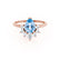 BALLET - Pear Aqua Spinel & Diamond Half Halo Tiara Ring 18k Rose Gold Engagement Ring Lily Arkwright