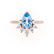 BALLET - Pear Aqua Spinel & Diamond Half Halo Tiara Ring 18k Rose Gold Engagement Ring Lily Arkwright