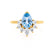 BALLET - Pear Aqua Spinel & Diamond Half Halo Tiara Ring 18k Yellow Gold Engagement Ring Lily Arkwright