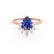 BALLET - Pear Blue Sapphire & Diamond Half Halo Tiara Ring 18k Rose Gold Engagement Ring Lily Arkwright