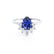 BALLET - Pear Blue Sapphire & Diamond Half Halo Tiara Ring Platinum 950 Engagement Ring Lily Arkwright