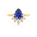 BALLET - Pear Blue Sapphire & Diamond Half Halo Tiara Ring 18k Yellow Gold Engagement Ring Lily Arkwright