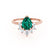 BALLET - Pear Emerald & Diamond Half Halo Tiara Ring 18k Rose Gold Engagement Ring Lily Arkwright