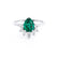 BALLET - Pear Emerald & Diamond Half Halo Tiara Ring 18k White Gold Engagement Ring Lily Arkwright