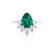 BALLET - Pear Emerald & Diamond Half Halo Tiara Ring 18k White Gold Engagement Ring Lily Arkwright