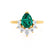 BALLET - Pear Emerald & Diamond Half Halo Tiara Ring 18k Yellow Gold Engagement Ring Lily Arkwright