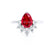 BALLET - Pear Ruby & Diamond Half Halo Tiara Ring 18k White Gold Engagement Ring Lily Arkwright