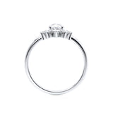 BALLET - Pear Moissanite & Diamond Half Halo Tiara Ring 950 Platinum Engagement Ring Lily Arkwright