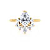 BALLET - Pear Moissanite & Diamond Half Halo Tiara Ring 18k Yellow Gold Engagement Ring Lily Arkwright