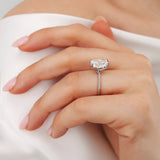 Lulu 3.59ct Elongated Cushion Cut E Colour Lab Diamond 950 Platinum Solitaire Engagement Ring Lily Arkwright 