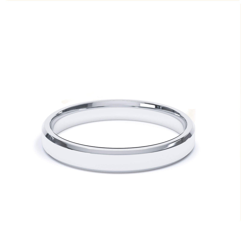 - Bevelled Edge Profile Plain Wedding Ring 950 Platinum