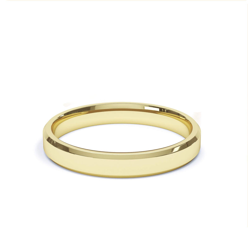 - Bevelled Edge Profile Plain Wedding Ring 9k Yellow Gold Wedding Bands Lily Arkwright