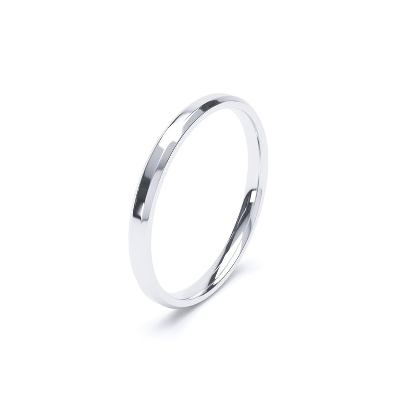 - Bevelled Edge Profile Plain Wedding Ring 9k White Gold Wedding Bands Lily Arkwright