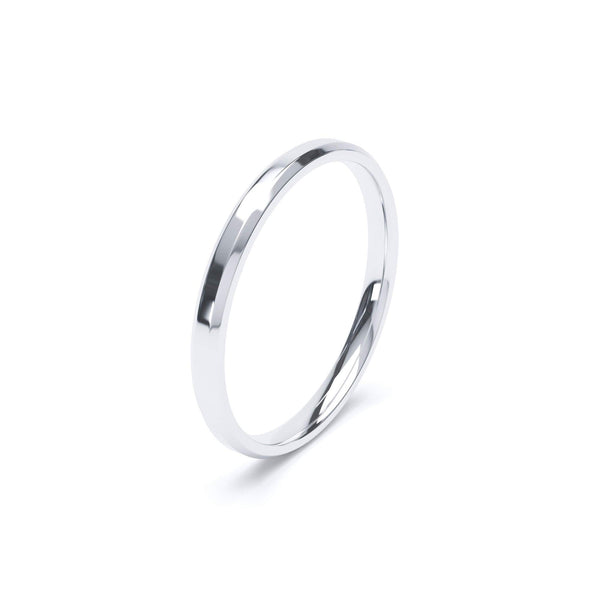 Women's Plain Wedding Band Bevelled Edge Profile 18k White Gold Wedding Bands Lily Arkwright